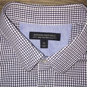 Banana Republic Blue Check Plaid LS shirt Slim fit